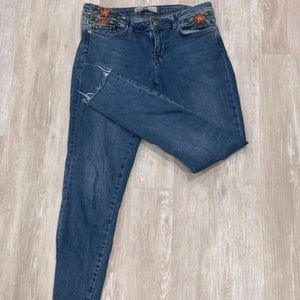 ZARA Basic Denim w/ flower embroidery